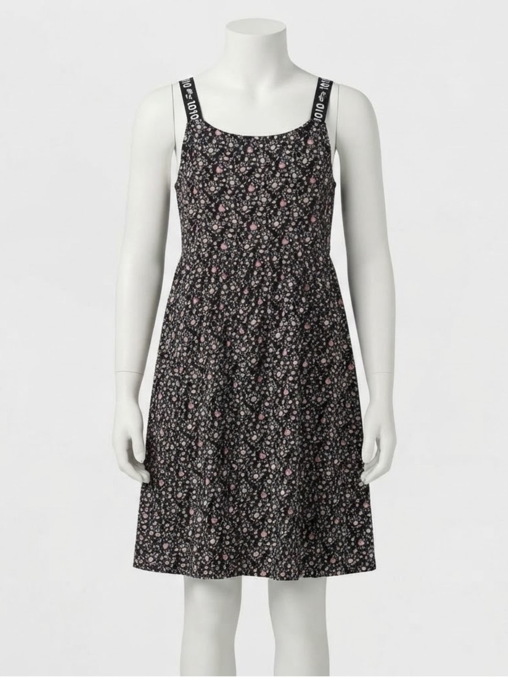 Moon River Kids Girls 8-9Y Black Floral Dress Logo Strap Smocked NWT $70